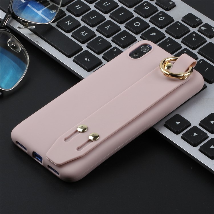 Matte Hand Strap Stand TPU Shell Casing for Xiaomi Redmi 7A - Deep Pink-4