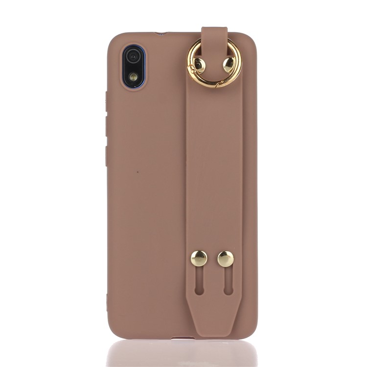 Matte Hand Strap Stand TPU Shell Casing for Xiaomi Redmi 7A - Brown-1