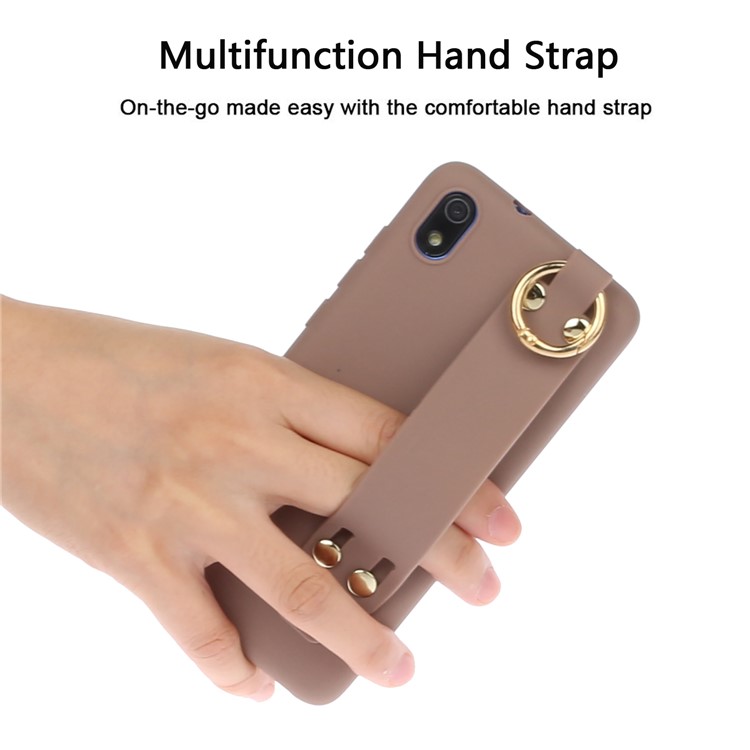 Matte Hand Strap Stand TPU Shell Casing for Xiaomi Redmi 7A - Brown-3