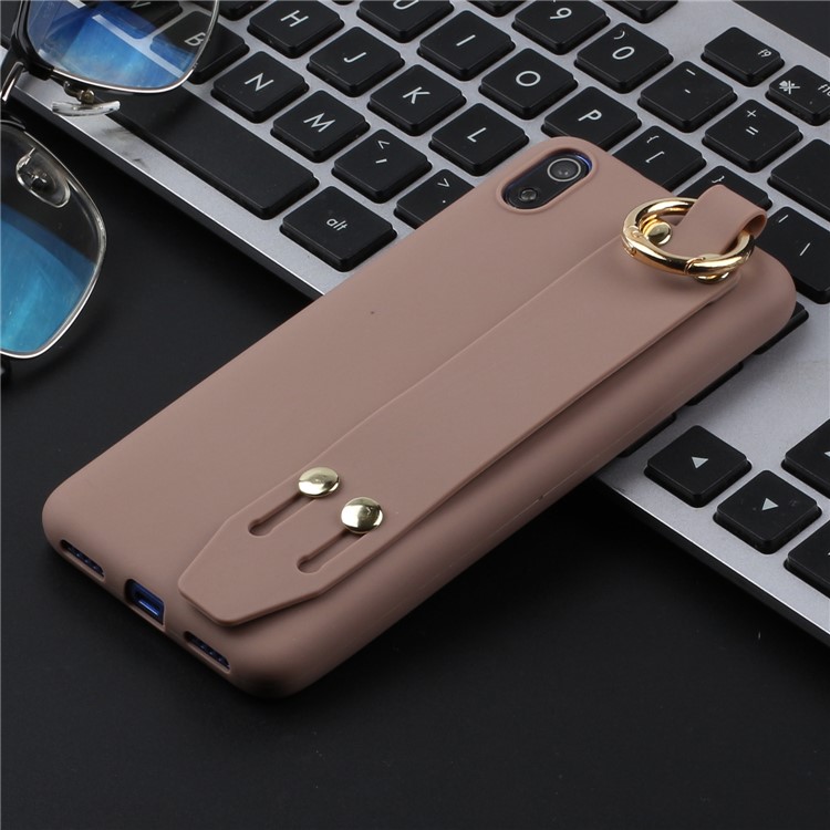 Matte Hand Strap Stand TPU Shell Casing for Xiaomi Redmi 7A - Brown-4