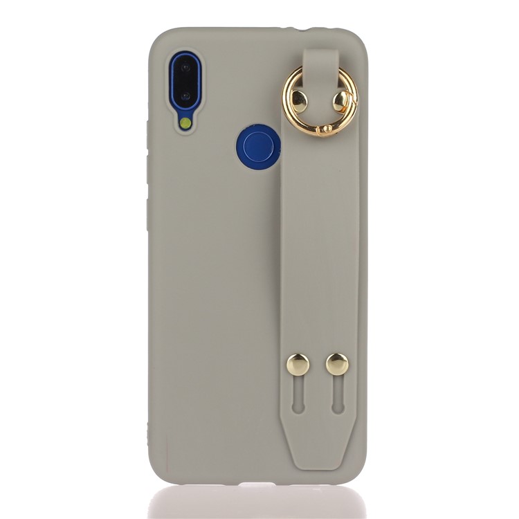 Stylish Matte Hand Strap Stand TPU Case for Xiaomi Redmi 7 - Grey-1
