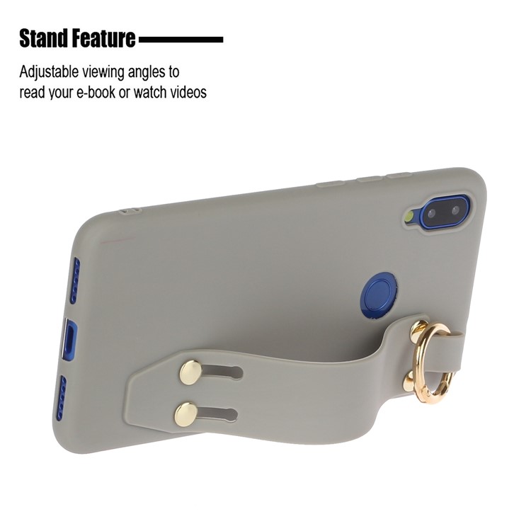 Stylish Matte Hand Strap Stand TPU Case for Xiaomi Redmi 7 - Grey-2