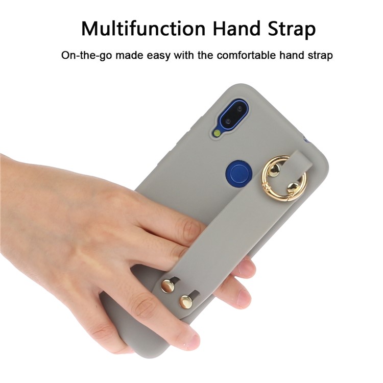 Stylish Matte Hand Strap Stand TPU Case for Xiaomi Redmi 7 - Grey-3