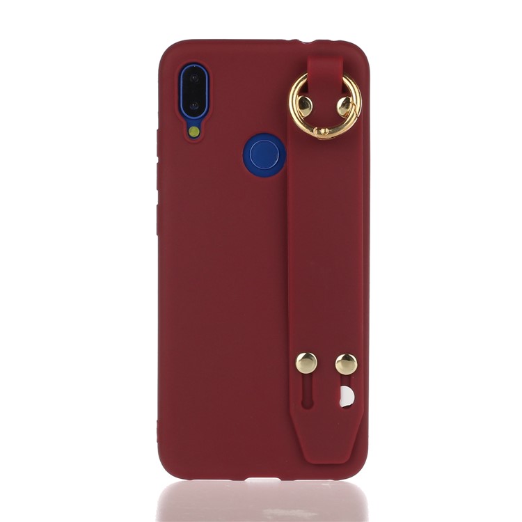 Stylish Matte Hand Strap Stand TPU Case for Xiaomi Redmi 7 - Wine Red-1