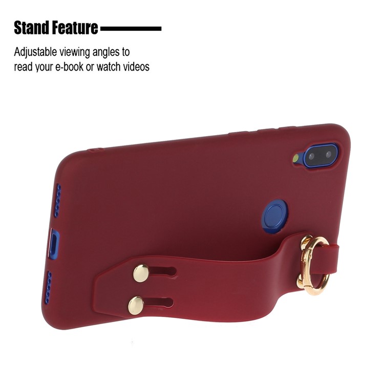 Stylish Matte Hand Strap Stand TPU Case for Xiaomi Redmi 7 - Wine Red-2