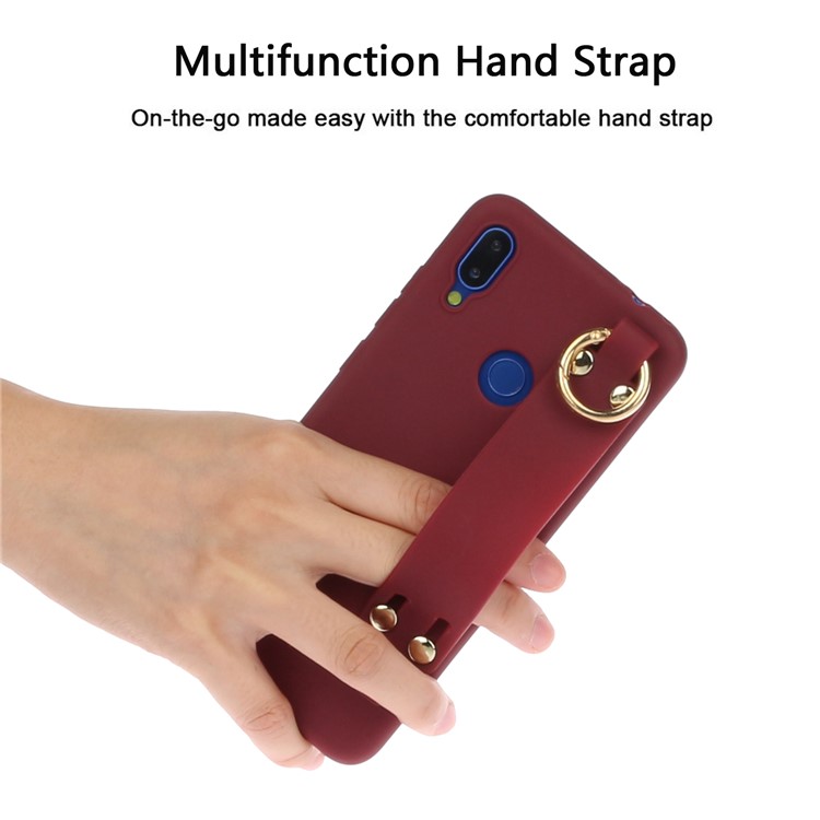 Stylish Matte Hand Strap Stand TPU Case for Xiaomi Redmi 7 - Wine Red-3