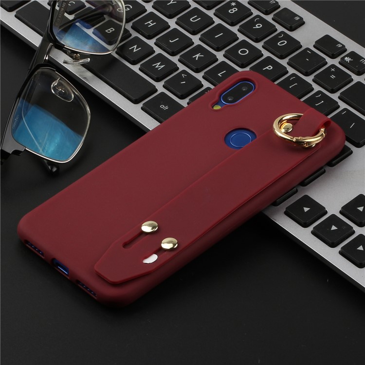 Stylish Matte Hand Strap Stand TPU Case for Xiaomi Redmi 7 - Wine Red-4