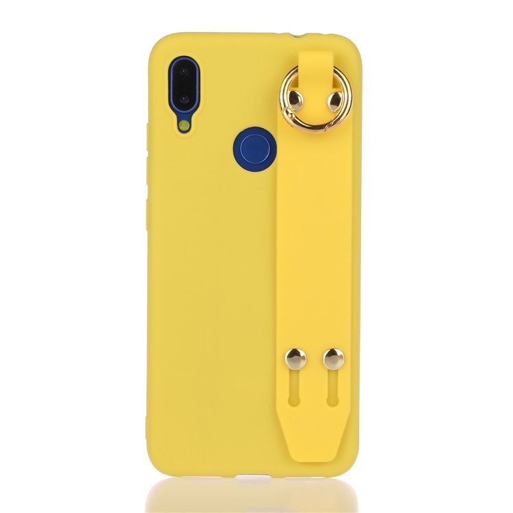 Stylish Matte Hand Strap Stand TPU Case for Xiaomi Redmi 7 - Yellow-1