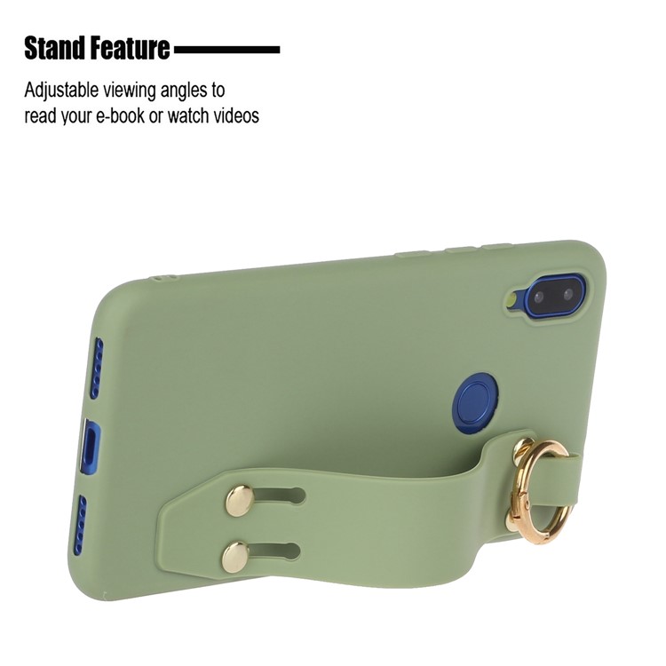 Stylish Matte Hand Strap Stand TPU Case for Xiaomi Redmi 7 - Green-2