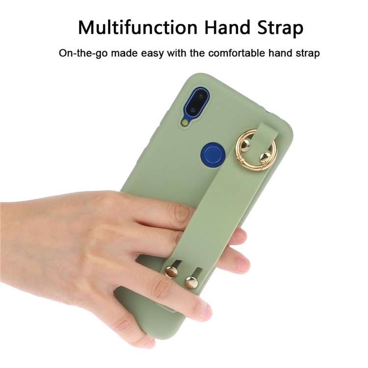 Stylish Matte Hand Strap Stand TPU Case for Xiaomi Redmi 7 - Green-3