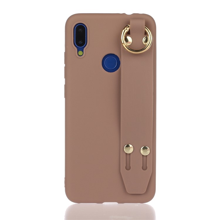 Stylish Matte Hand Strap Stand TPU Case for Xiaomi Redmi 7 - Brown-1
