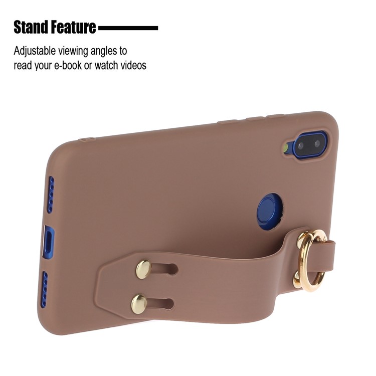 Stylish Matte Hand Strap Stand TPU Case for Xiaomi Redmi 7 - Brown-2