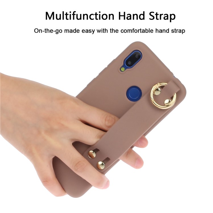 Stylish Matte Hand Strap Stand TPU Case for Xiaomi Redmi 7 - Brown-3