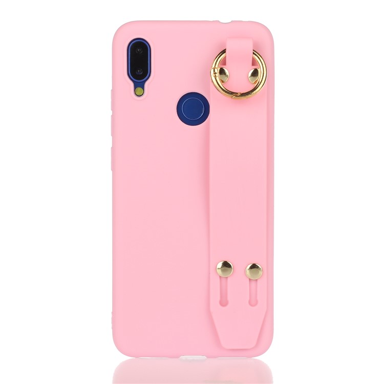 Matte Hand Strap Stand TPU Case for Xiaomi Redmi Note 7 / Note 7 Pro (India) / Note 7S - Light Pink-1