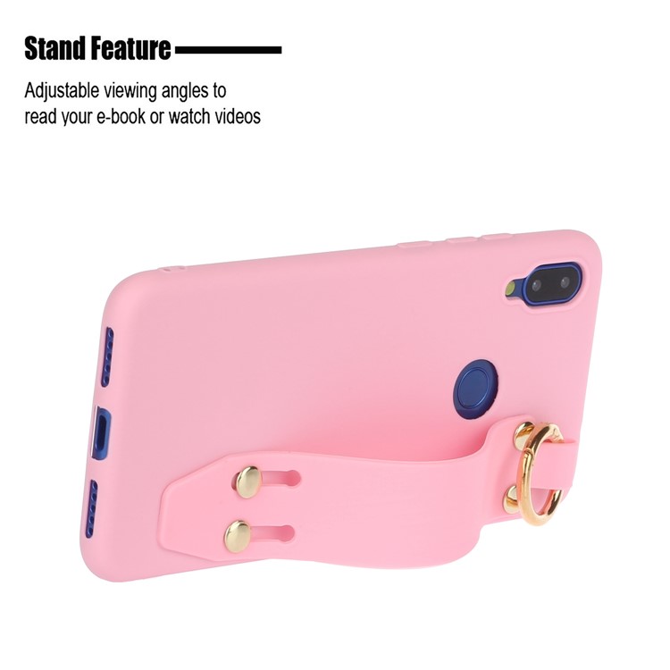 Matte Hand Strap Stand TPU Case for Xiaomi Redmi Note 7 / Note 7 Pro (India) / Note 7S - Light Pink-2