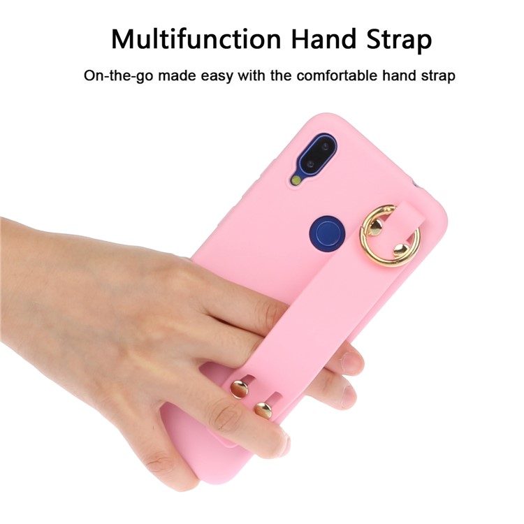 Matte Hand Strap Stand TPU Case for Xiaomi Redmi Note 7 / Note 7 Pro (India) / Note 7S - Light Pink-3
