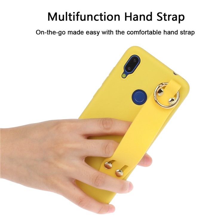 Matte Hand Strap Stand TPU Case for Xiaomi Redmi Note 7 / Note 7 Pro (India) / Note 7S - Yellow-3