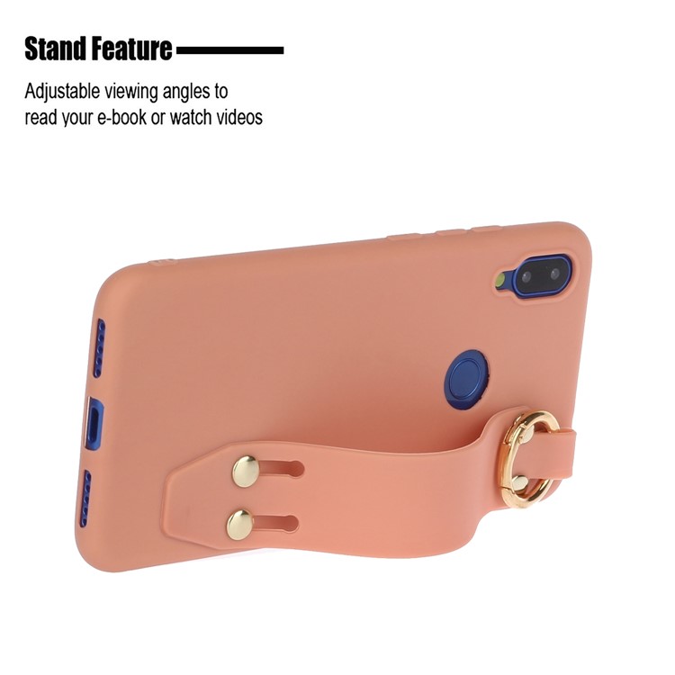 Matte Hand Strap Stand TPU Case for Xiaomi Redmi Note 7 / Note 7 Pro (India) / Note 7S - Orange-2