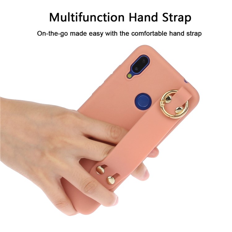 Matte Hand Strap Stand TPU Case for Xiaomi Redmi Note 7 / Note 7 Pro (India) / Note 7S - Orange-3