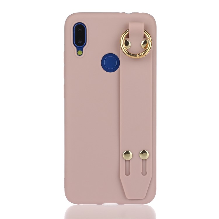 Matte Hand Strap Stand TPU Case for Xiaomi Redmi Note 7 / Note 7 Pro (India) / Note 7S - Deep Pink-1