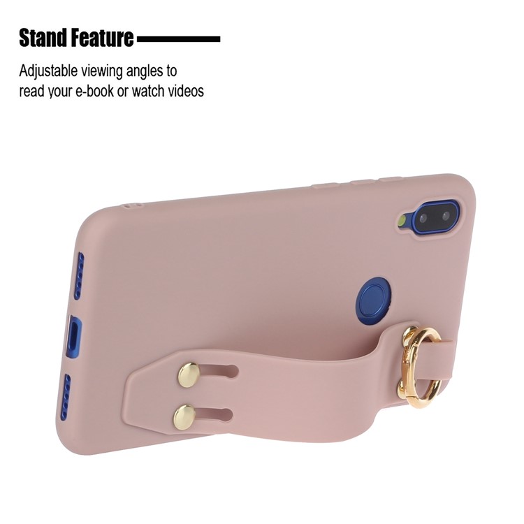 Matte Hand Strap Stand TPU Case for Xiaomi Redmi Note 7 / Note 7 Pro (India) / Note 7S - Deep Pink-2