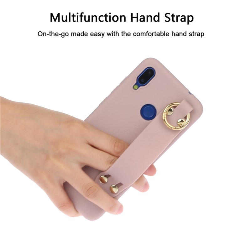 Matte Hand Strap Stand TPU Case for Xiaomi Redmi Note 7 / Note 7 Pro (India) / Note 7S - Deep Pink-3
