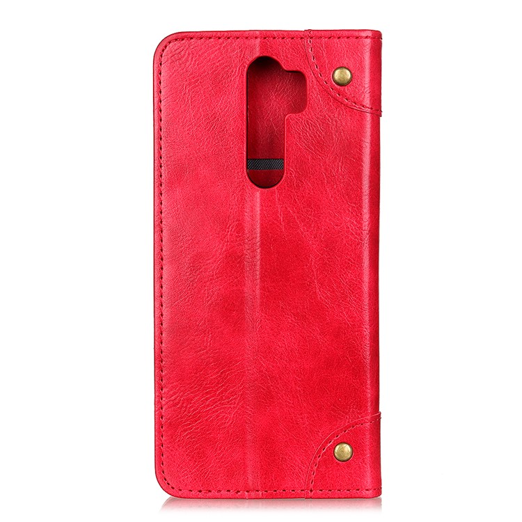 Crazy Horse Auto-absorbed Split Leather Wallet Stand Phone Shell for Xiaomi Redmi Note 8 Pro - Red-3