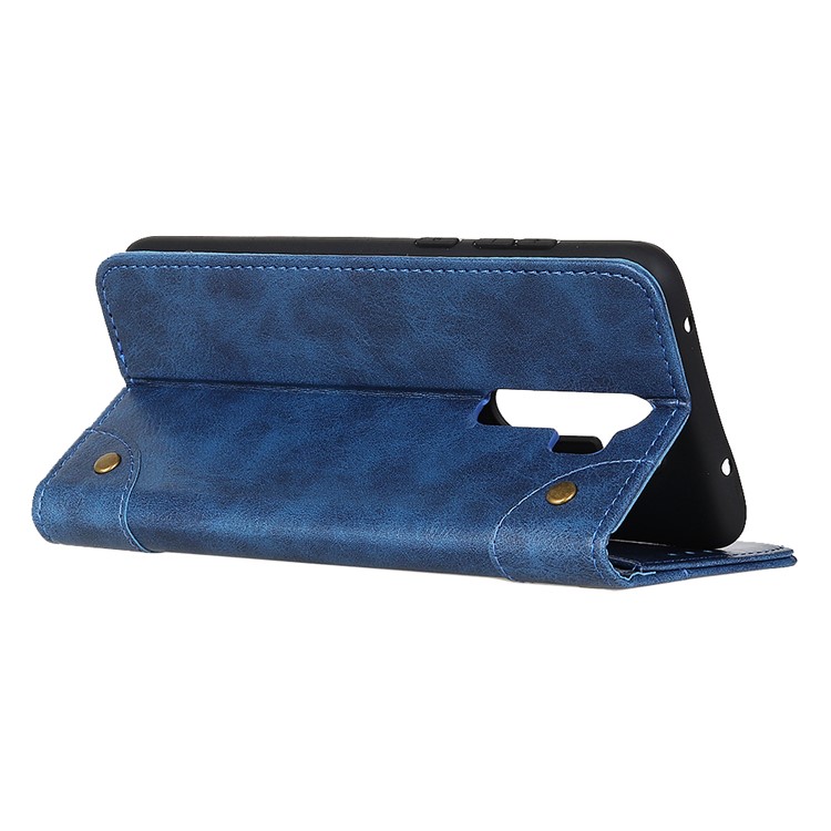 Crazy Horse Auto-absorbed Split Leather Wallet Stand Phone Shell for Xiaomi Redmi Note 8 Pro - Blue-4