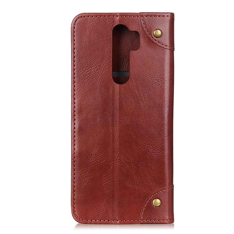 Crazy Horse Auto-absorbed Split Leather Wallet Stand Phone Shell for Xiaomi Redmi Note 8 Pro - Brown-3