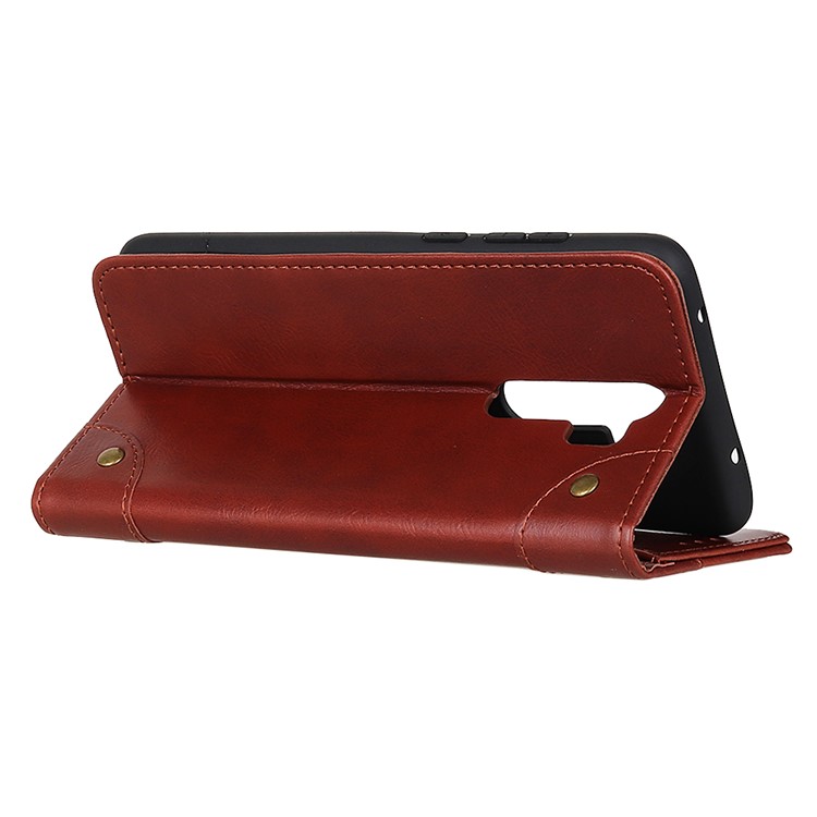 Crazy Horse Auto-absorbed Split Leather Wallet Stand Phone Shell for Xiaomi Redmi Note 8 Pro - Brown-4