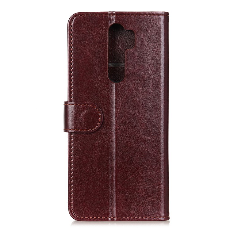 Crazy Horse Leather Wallet Case for Xiaomi Redmi Note 8 Pro - Brown-2