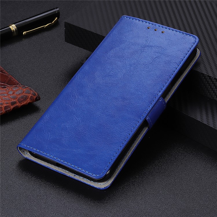 Crazy Horse Leather Wallet Case for Xiaomi Redmi Note 8 Pro - Blue-10