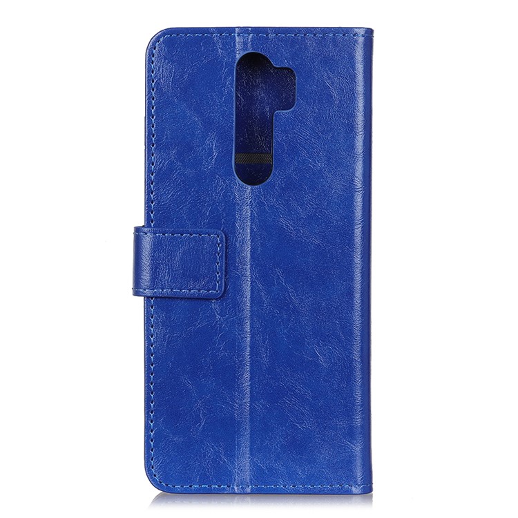 Crazy Horse Leather Wallet Case for Xiaomi Redmi Note 8 Pro - Blue-2