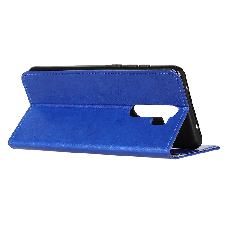 Crazy Horse Leather Wallet Case for Xiaomi Redmi Note 8 Pro - Blue-3