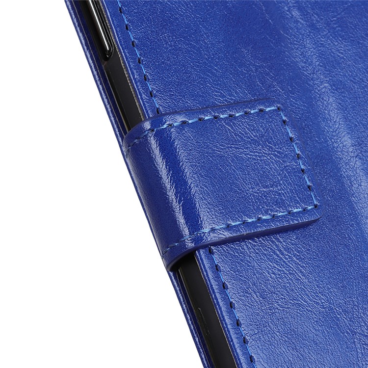 Crazy Horse Leather Wallet Case for Xiaomi Redmi Note 8 Pro - Blue-4