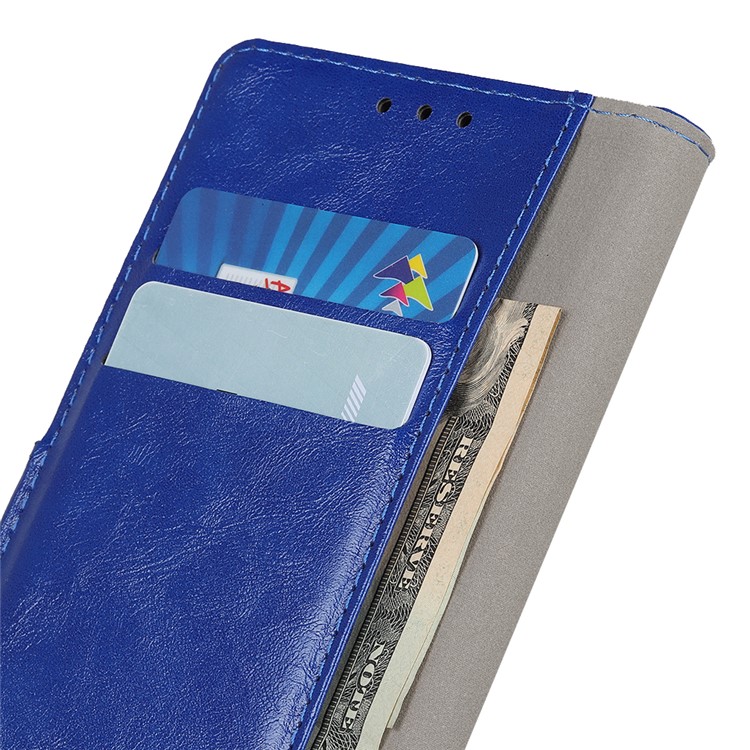 Crazy Horse Leather Wallet Case for Xiaomi Redmi Note 8 Pro - Blue-7