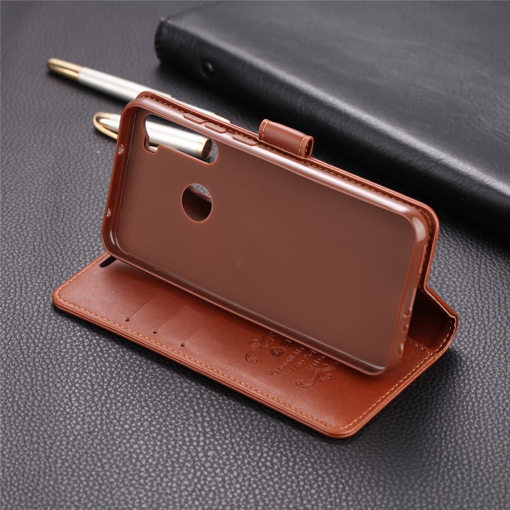 AZNS Stand Leather Wallet Case for Xiaomi Redmi Note 8 - Coffee-11