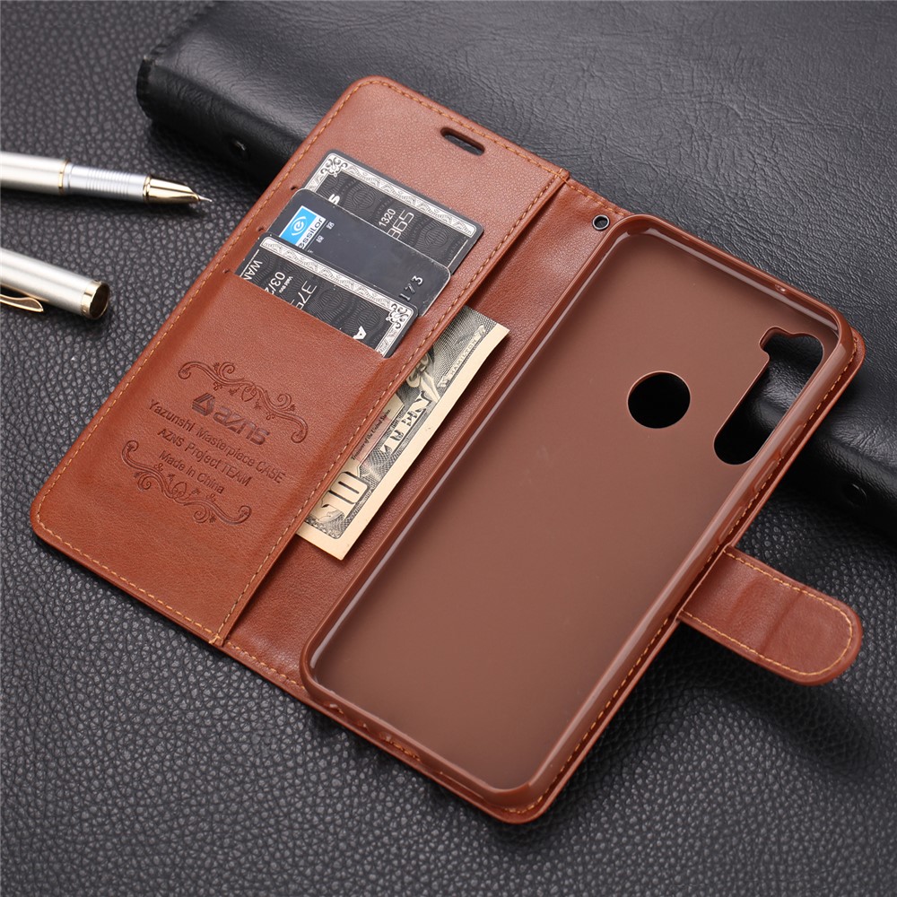 AZNS Stand Leather Wallet Case for Xiaomi Redmi Note 8 - Coffee-13