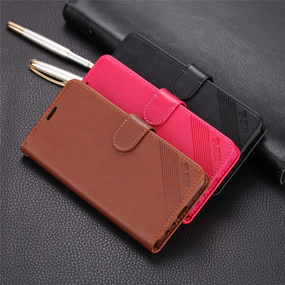 AZNS Stand Leather Wallet Case for Xiaomi Redmi Note 8 - Coffee-14