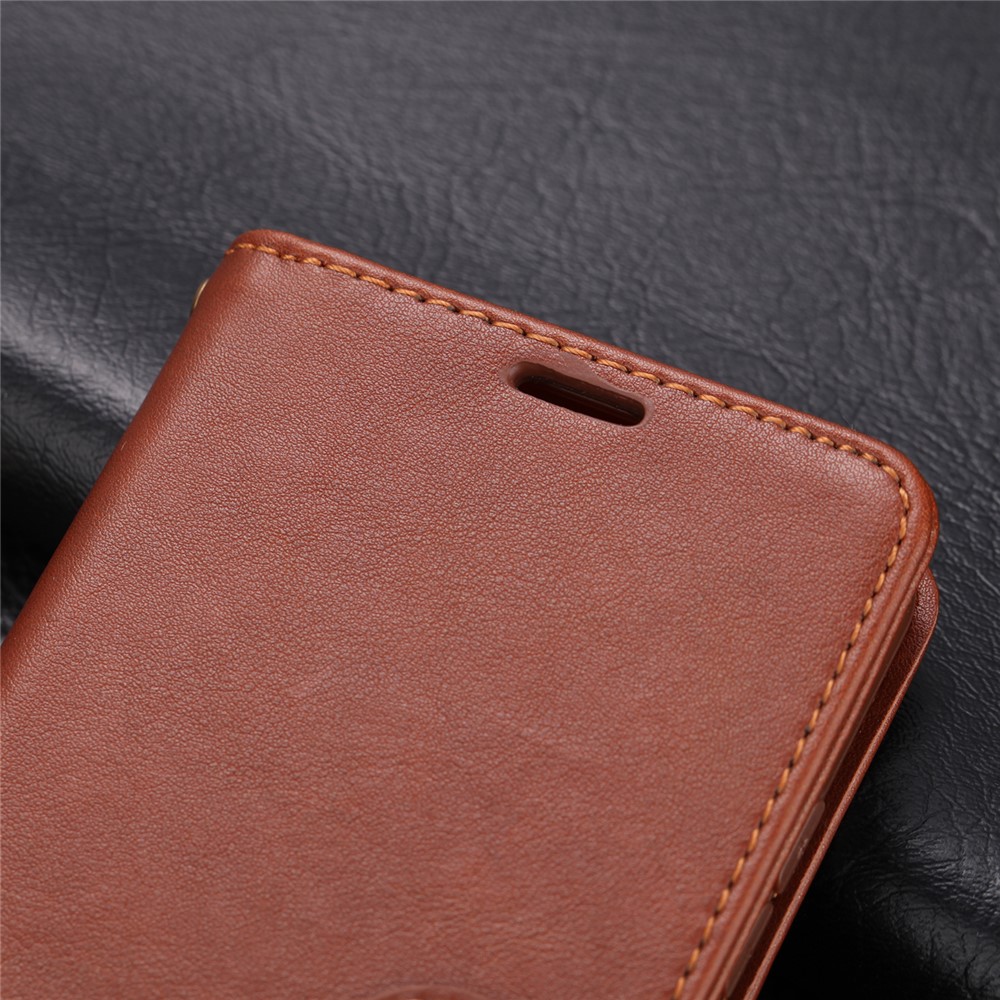 AZNS Stand Leather Wallet Case for Xiaomi Redmi Note 8 - Coffee-3