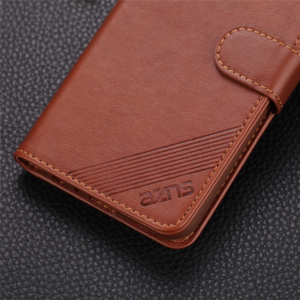 AZNS Stand Leather Wallet Case for Xiaomi Redmi Note 8 - Coffee-5