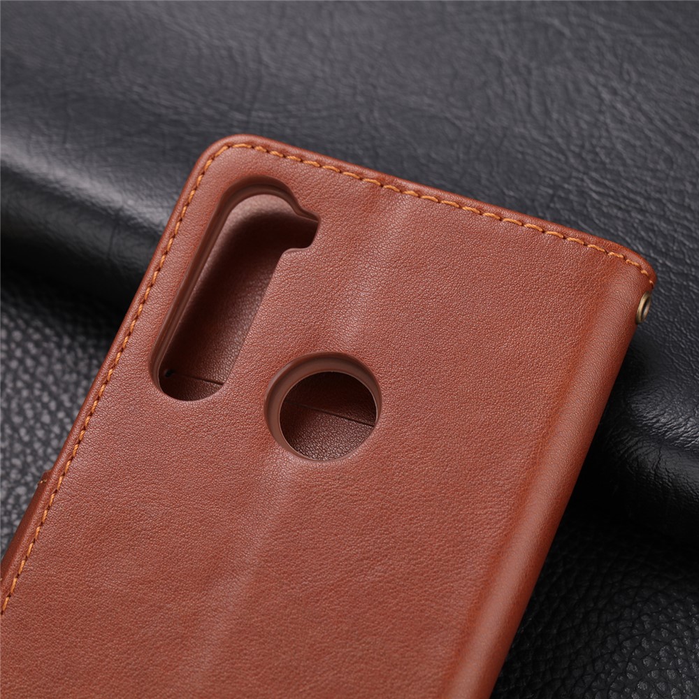 AZNS Stand Leather Wallet Case for Xiaomi Redmi Note 8 - Coffee-7