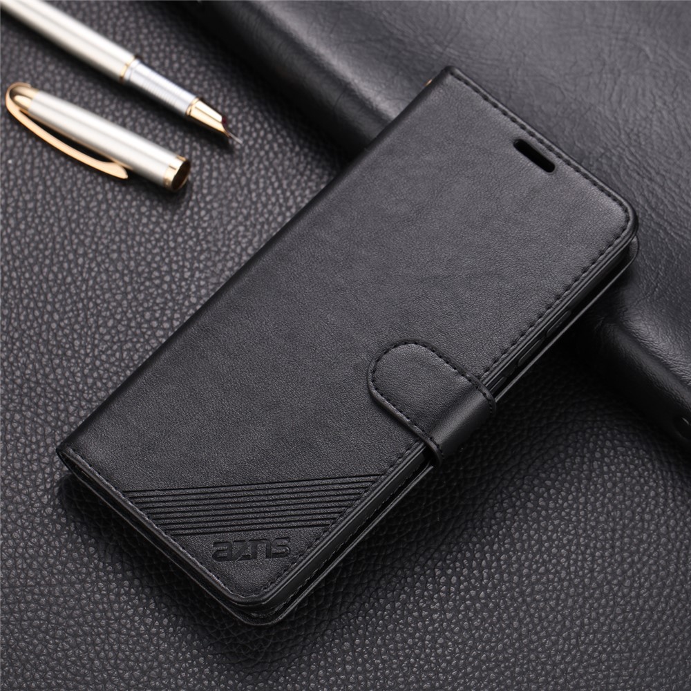 AZNS Stand Leather Wallet Case for Xiaomi Redmi Note 8 - Black-1