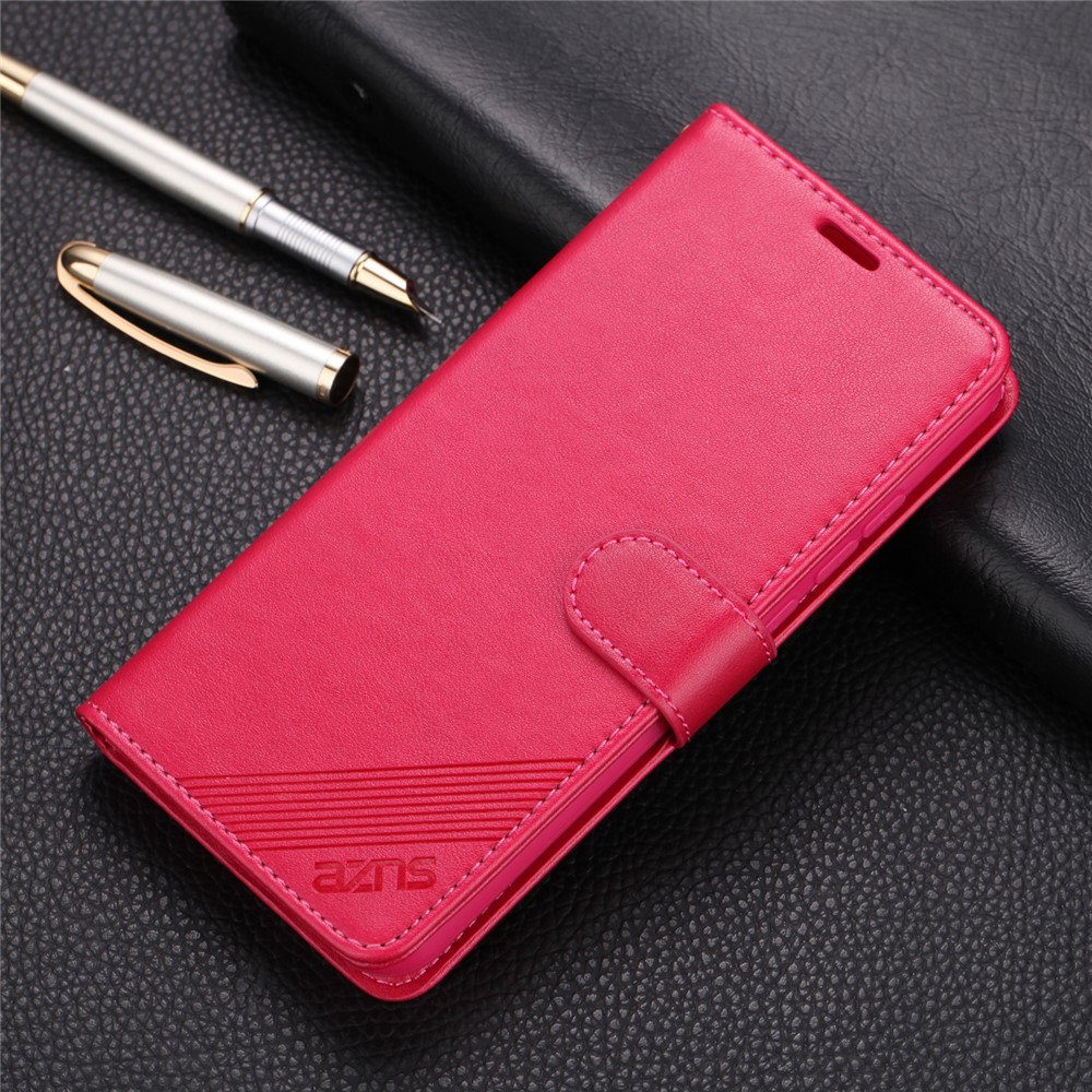 AZNS Stand Leather Wallet Case for Xiaomi Redmi Note 8 - Rose-1