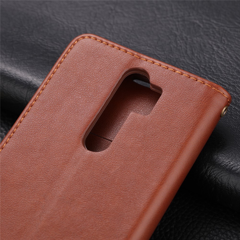 AZNS PU Leather Wallet Stand Case for Xiaomi Redmi Note 8 Pro - Coffee-10