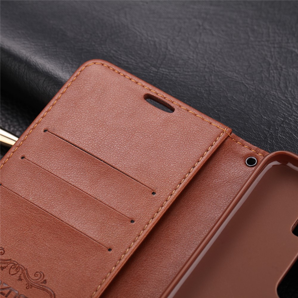 AZNS PU Leather Wallet Stand Case for Xiaomi Redmi Note 8 Pro - Coffee-8