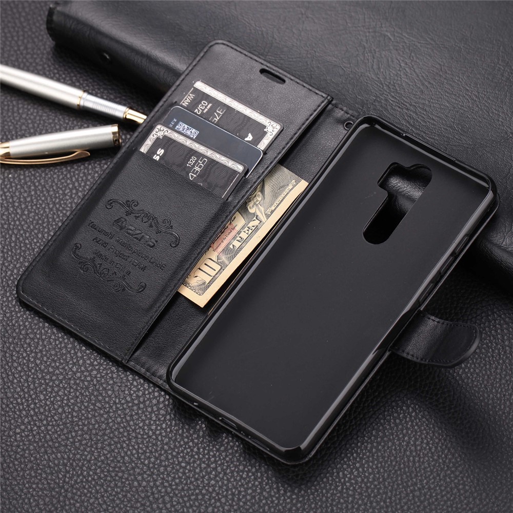 AZNS PU Leather Wallet Stand Case for Xiaomi Redmi Note 8 Pro - Black-3