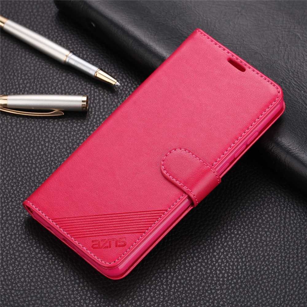 AZNS PU Leather Wallet Stand Case for Xiaomi Redmi Note 8 Pro - Rose-1