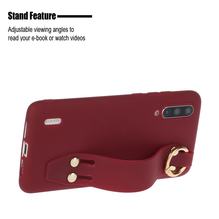 Frosted Hand Strap TPU Shell for Xiaomi Mi CC9/Mi CC9 Meitu Edition/Mi 9 Lite - Wine Red-2