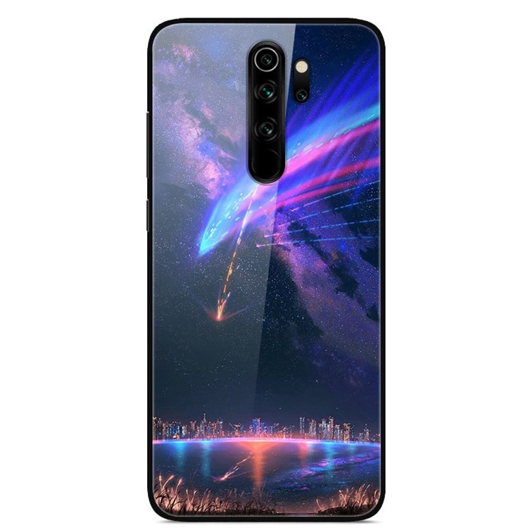 Printing Glass+TPU+PC Mobile Shell for Xiaomi Redmi Note 8 Pro - Purple Aurora-1